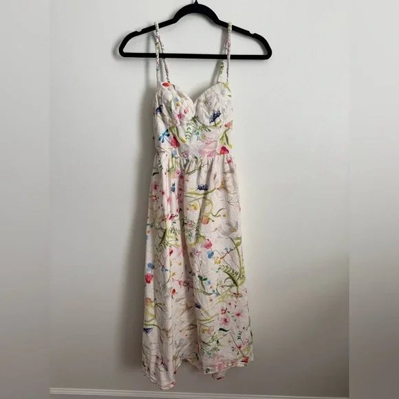 H&M Linen Blend Sweetheart MIDI dress - Picture 3 of 9